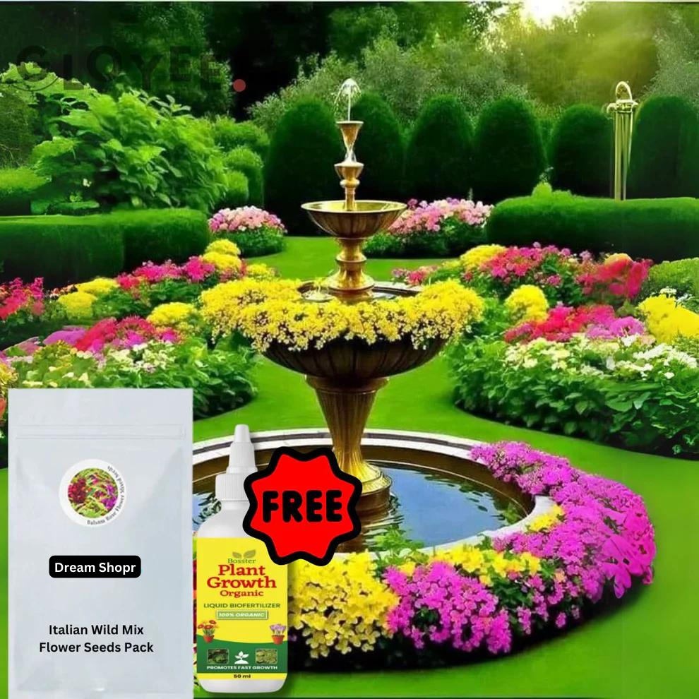 100 Italian Wild Premium Variety Flower Seeds + Free Plant Growth Supplement