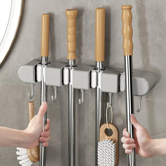 Wall Mounted Holder For Mop, Broom, Kitchen, Garden